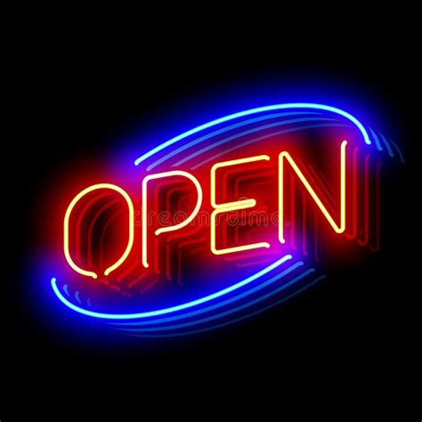 open neon sign stock vector illustration  open object