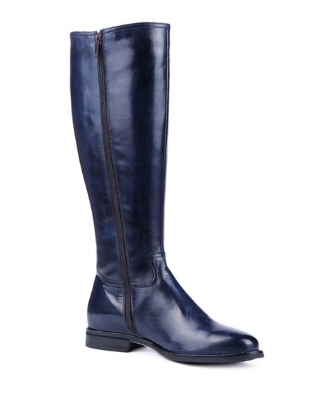 discount navy blue leather knee high boots secretsales
