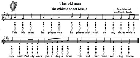 This Old Man Tin Whistle Notes And Sheet Music Irish Folk Songs