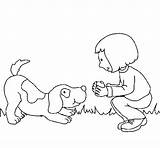 Dog Girl Coloring Playing Little Colorear Jugando Coloringcrew Para Perro sketch template