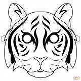 Tiger Mask Coloring Pages Printable Supercoloring Masks Animal Tigers Kids Drawing sketch template