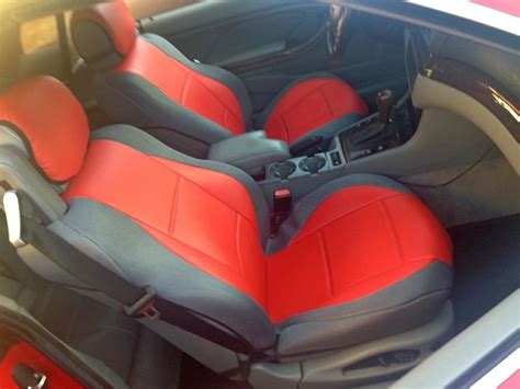mix leatherette and synthetic two front red gray car seat covers fits