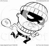 Burglar Cartoon Robber Running Clipart Coloring Carrying Looking Back Sack Cash Drawing Cory Thoman Vector Outlined Pages Holes Clip Clipartmag sketch template