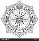 Compass Coloring Nautical Wind Rose Vector Drawing Line Tumblr Book Adult Geography Pages Drawn Graphic Illustration Style Getdrawings Adults Kids sketch template