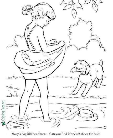 summer coloring pages girl   dog
