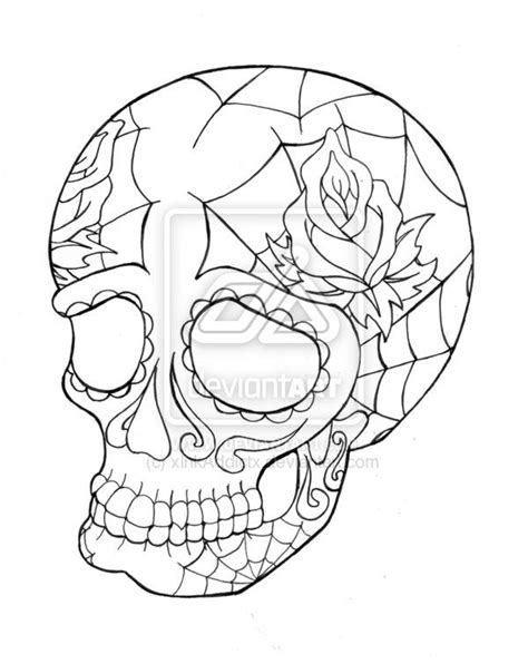 coloring page skull sugar mexican candy sugar skull lineart