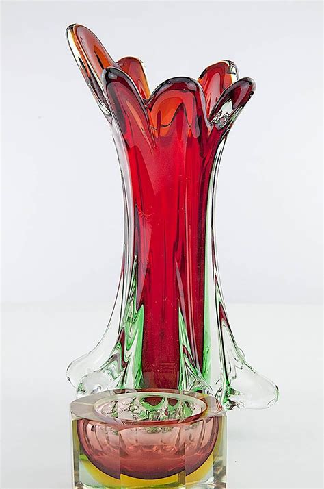 Italian Vintage Green Murano Glass Vase By Flavio Poli 1980s Design