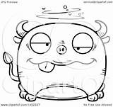 Lineart Bull Mascot Drunk Character Cartoon Illustration Royalty Thoman Cory Graphic Clipart Vector sketch template