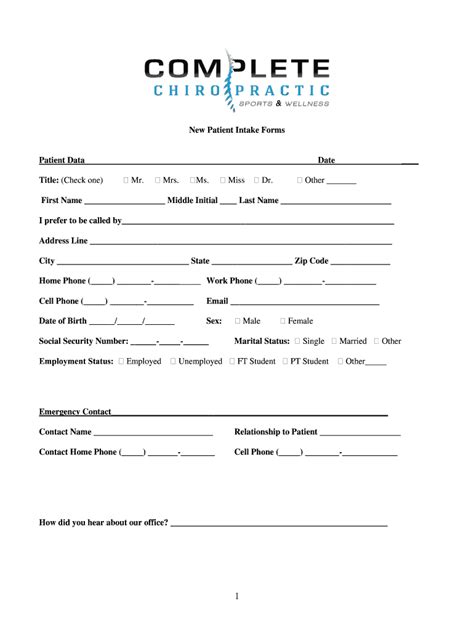 fillable   chiropractic patient intake forms complete
