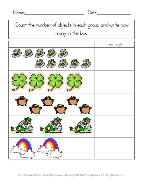 st patricks day worksheets st patricks day counting practice