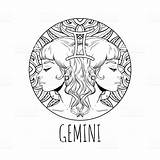 Coloring Zodiac Pages Signs Gemini Adult Sign Book Popular Symbol sketch template