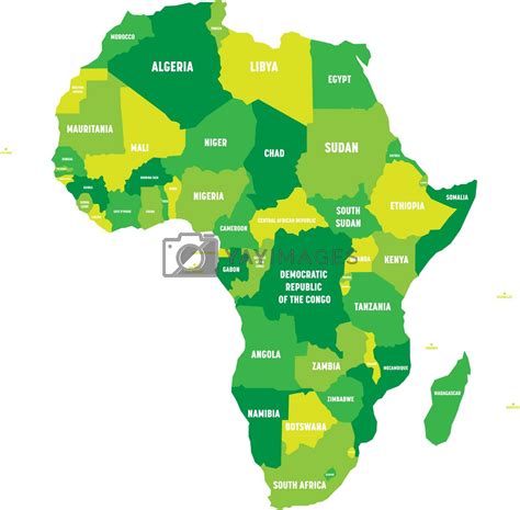 political map  africa   shades  green  white country  labels  white