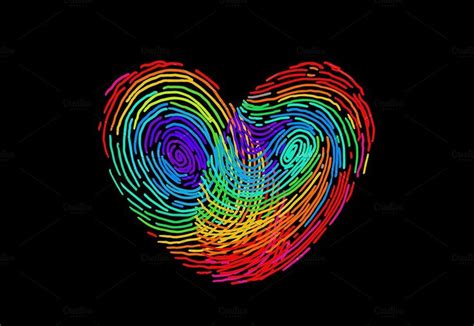 Rainbow Heart Fingerprint Set Rainbow Heart Tattoo Fingerprint Heart