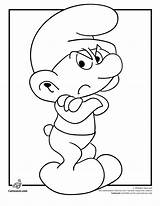 Coloring Pages Smurf Grouchy Cartoon Smurfs Disney Grumpy sketch template