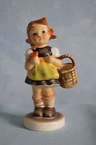 goebel hummel  girl holding basket figurine   porcelain  euc ebay