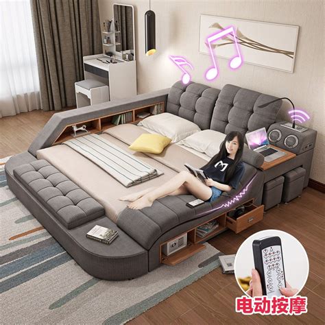 Massage Tatami Bed Fabric Bed Double Bed 1 8 M Fabric Bed