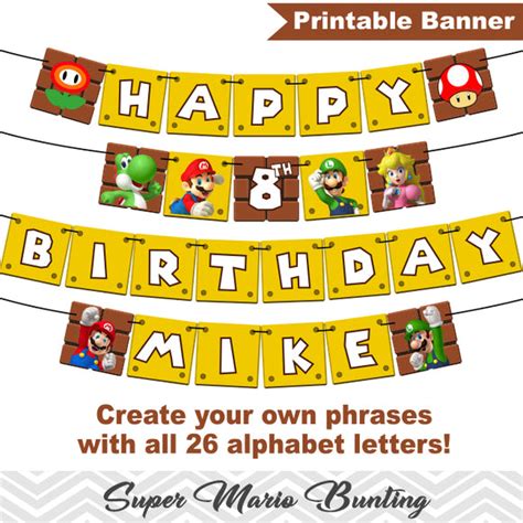Printable Super Mario Bunting Printable Super Mario Banner Super