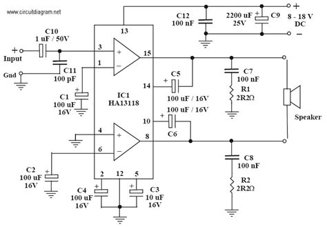 watt audio amplifier  ha electronic schematic diagram