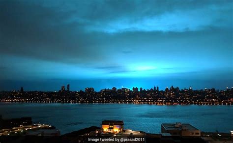 yorks skyline suddenly lit    blue glow