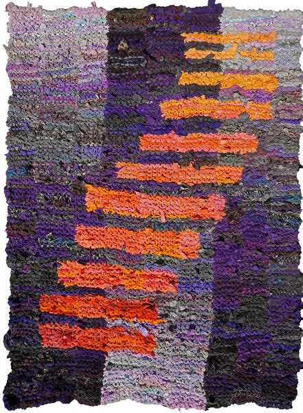 purple  peach climbing bars rag rug    karen tiede studio