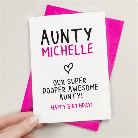 personalised auntie birthday card by a is for alphabet