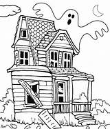 Haunted Coloring House Pages Printable Kids Print Size sketch template