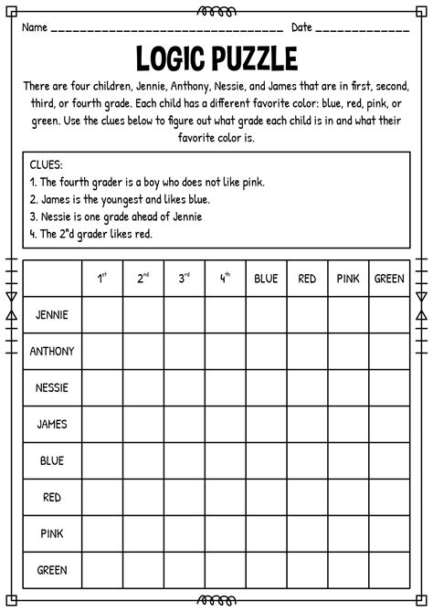 worksheet logic puzzles printable