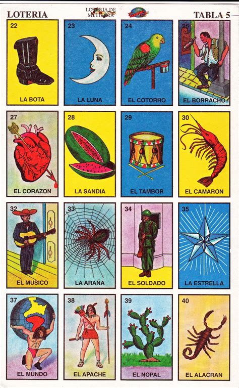 mexican loteria cards the complete set of 10 tablas etsy
