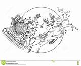 Slitta Renne Sleigh Vettore Colorano Reindeers Sphere sketch template