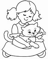 Coloring Cat Pages Baby Girl Cute sketch template