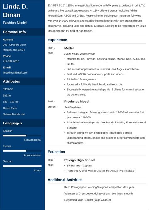 model resume template  examples writing tips