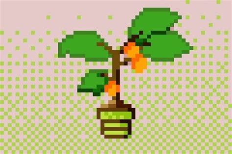 plant orange design pixel  bit colored graphic  ambarastudio