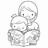 Coloring Pages Mom Mama Reading Child Her Colorear Para Su Hija Un Leyendo Cuento Mother sketch template