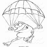 Frog Parachuting Outlined Parachute Toonaday Vecto sketch template