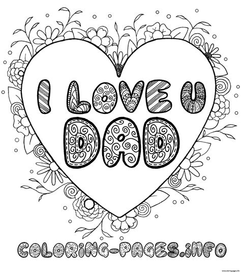 heart  dad pages coloring pages