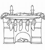 Mantel Chimney Mantle Caminetto Calze Supercoloring Disegnare sketch template