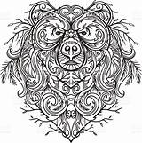 Coloring Abstract Books Bear Pages Adult Tattoo sketch template