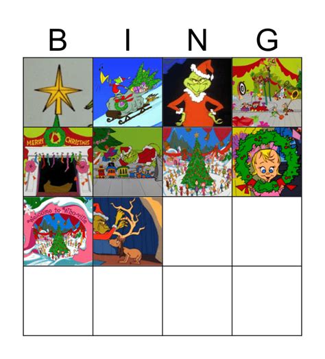 grinch christmas bingo card