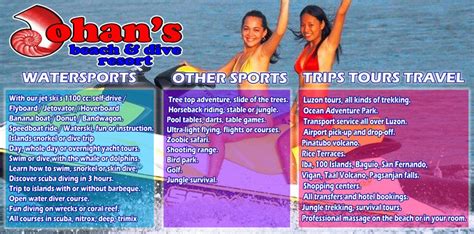subic bay activities johans beach  dive resort subic bay philippines