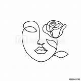 Face Line Drawing Woman Outline Rose Continuous Abstract Drawings Beauty Con Mujer Lineal Dibujo Simple Dibujos Minimal Rostro Abstracto Minimalista sketch template