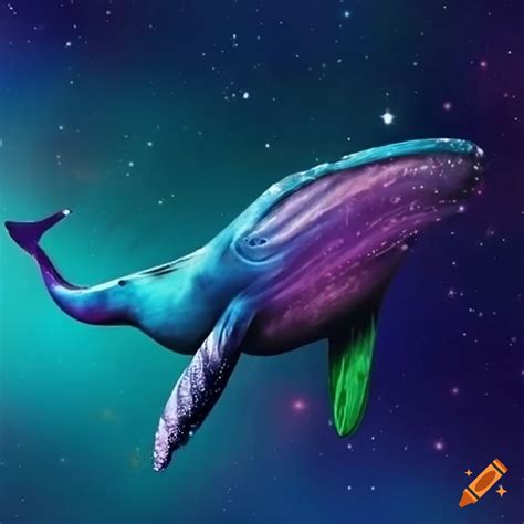 colorful space   majestic blue whale