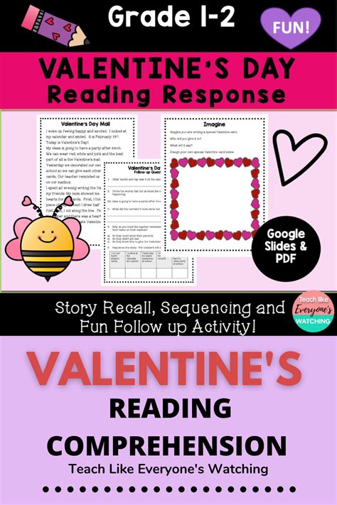 valentines day reading comprehension gr   reading comprehension