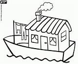 Houseboat House Drawing Boat Clipart Boats Coloring Pages Printable Colouring Clip Color Simple Ship Preschool sketch template