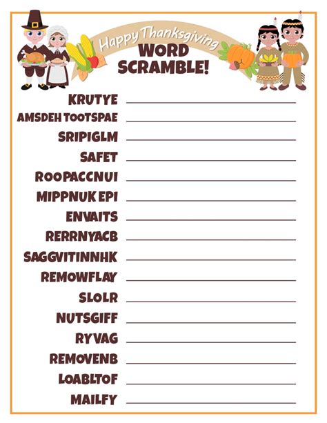 10 best thanksgiving printable word games