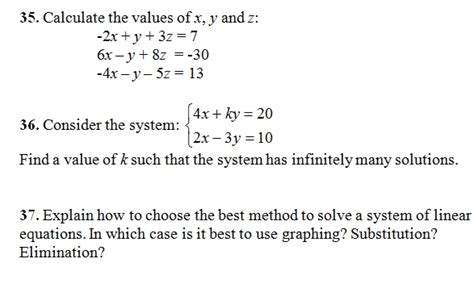 solving systems  linear equations  mixed problems  solving