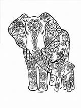 Coloring Pages Elephant Adult Adults Stress Printable Anti Abstract Elephants Baby Doodle Book Mother Hard Etsy Mandalas Mandala Colouring Color sketch template