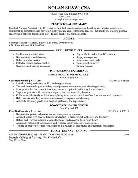 check   nursing aide assistant resume