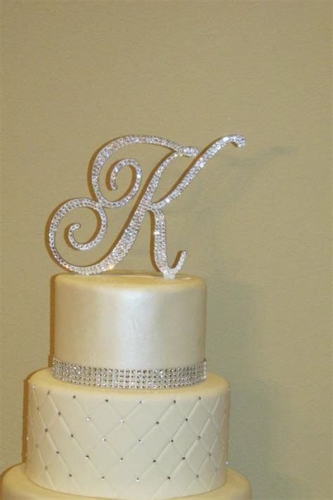 monogram wedding cake topper crystal initial any letter a