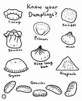 Dumplings Dumpling Siomai Japanese Doodle Fried Sum Pages Bao sketch template