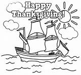 Coloring Pages Mayflower Thanksgiving Kids sketch template
